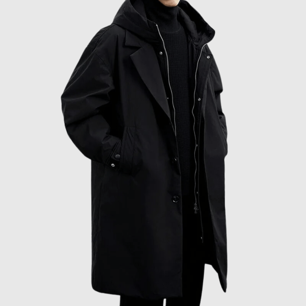 Lightweight men's waterproof raincoat, perfect for all-weather outdoor gear & travel. Durable rain jacket.