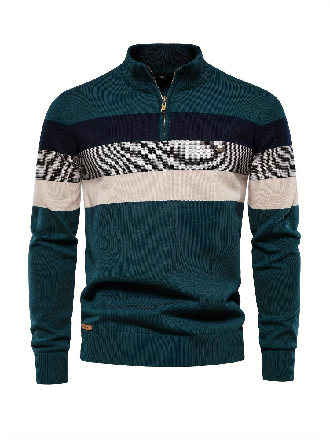 Men's Wyatt cotton half-zip pullover sweater. Knitted for stylish comfort, ideal for autumn fashion.