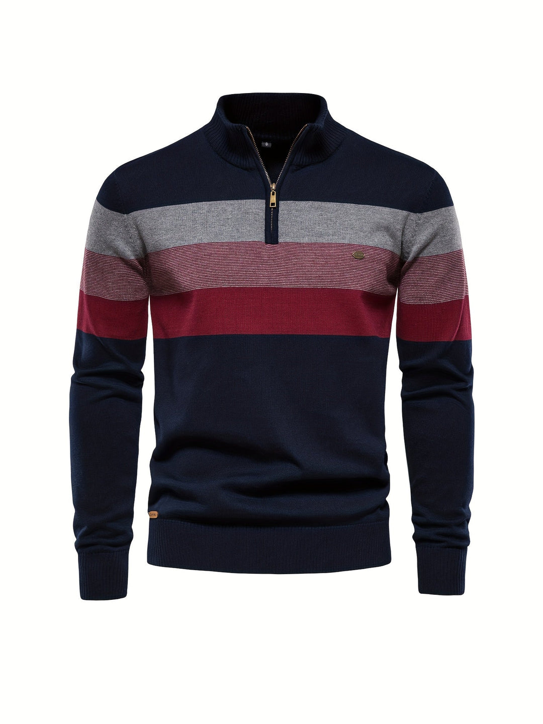 Stylish men's half-zip sweater in knitted cotton. Trendy casual wear for men's fashion & comfort.
