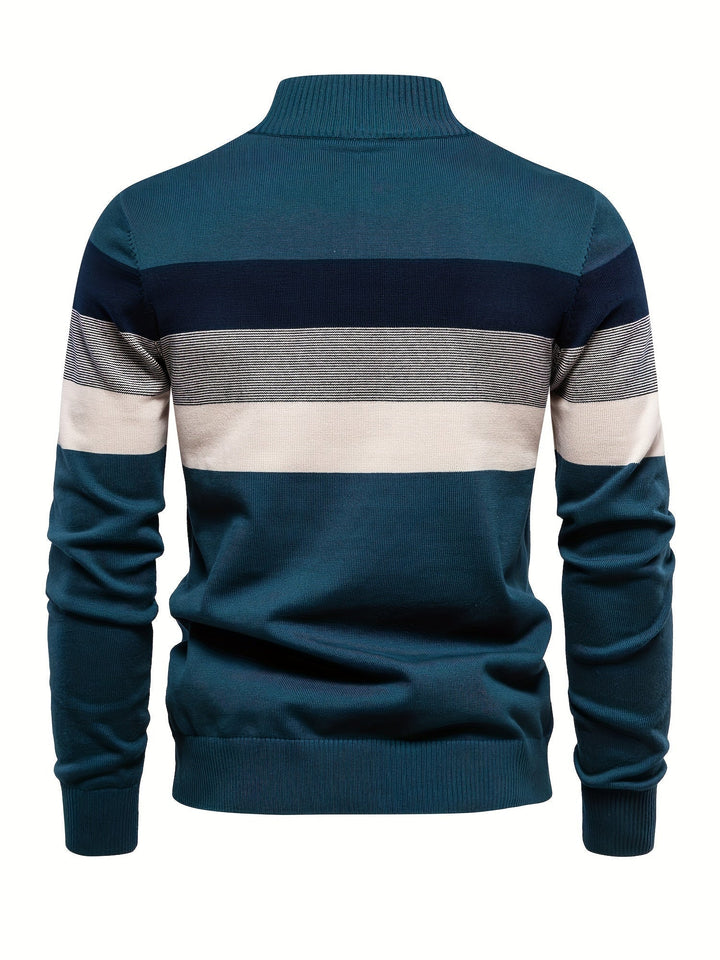 Men's half-zip cotton knit pullover. Designed for comfort, perfect for stylish autumn and winter outfits.