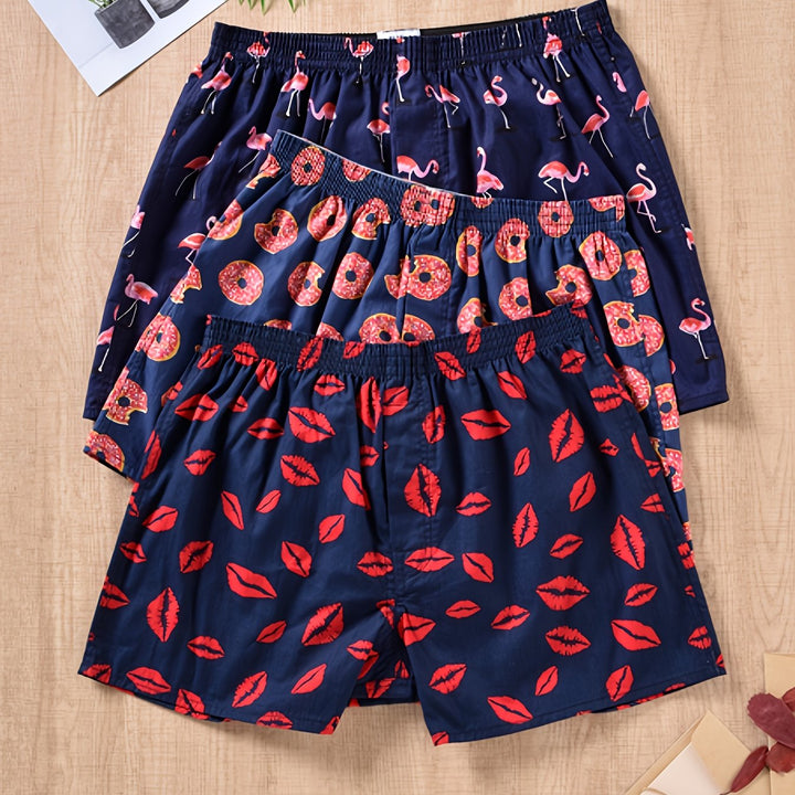 "Men's 100% cotton boxers with modern plant print, showcasing stylish comfort and breathability for daily wear."