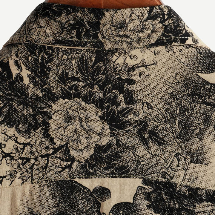 Men's AirLight Vintage Blossom short sleeve shirt with floral pattern, lightweight fabric; front view.
