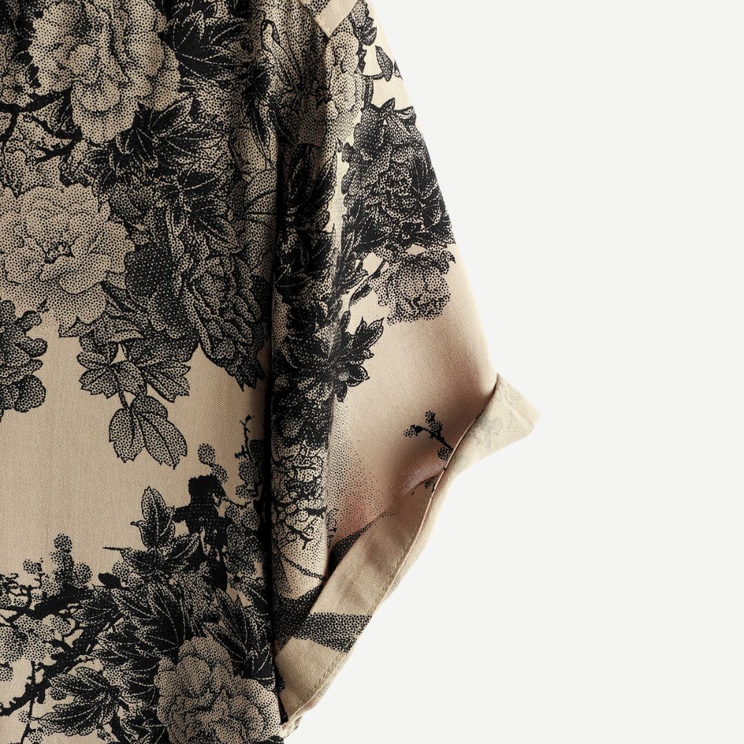 Men's AirLight Vintage Blossom short sleeve shirt with floral pattern, lightweight fabric; front view.