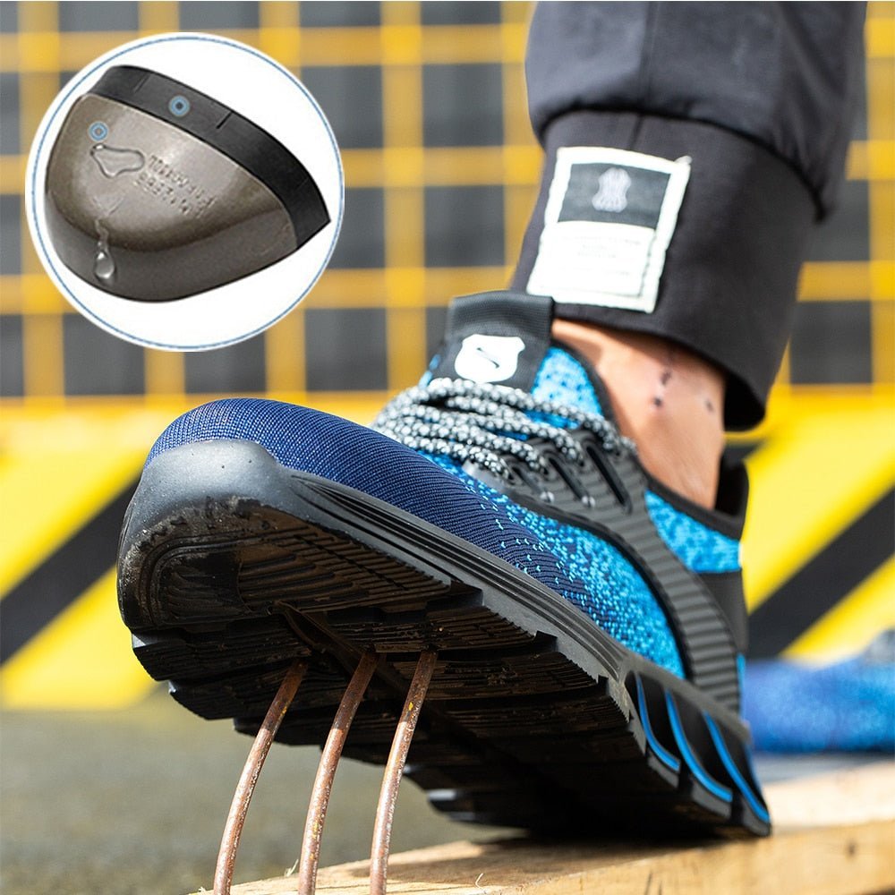 Men's Blue Reinforced Safety Steel Toe Boots - Lexians