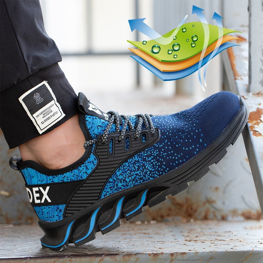 Men's Blue Reinforced Safety Steel Toe Boots - Lexians