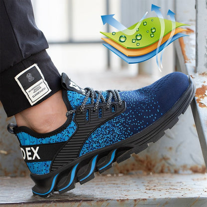 Men's Blue Reinforced Safety Steel Toe Boots - Lexians