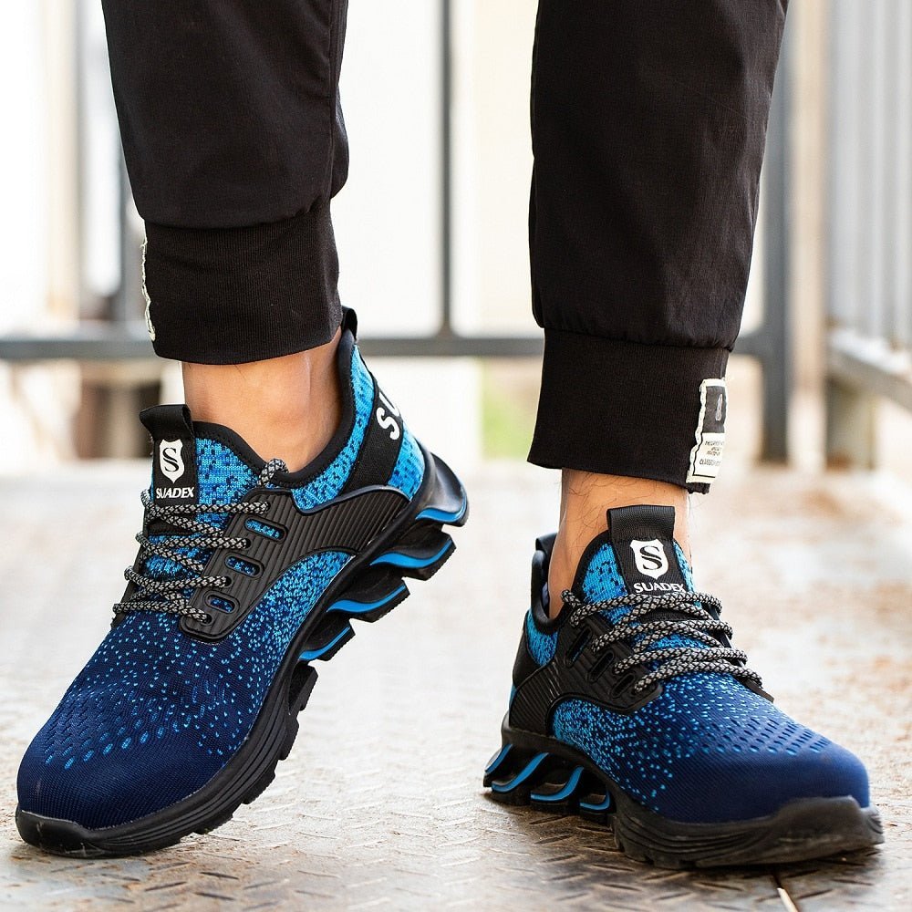 Men's Blue Reinforced Safety Steel Toe Boots - Lexians