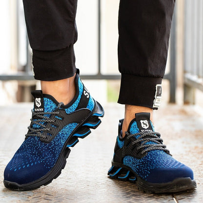 Men's Blue Reinforced Safety Steel Toe Boots - Lexians