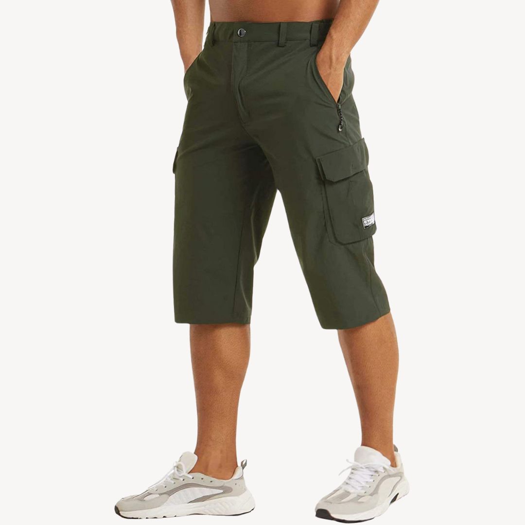 Men's Cargo Capri Pants, durable 3/4 trousers, featuring multiple spacious pockets, relaxed fit, perfect for outdoor activiti