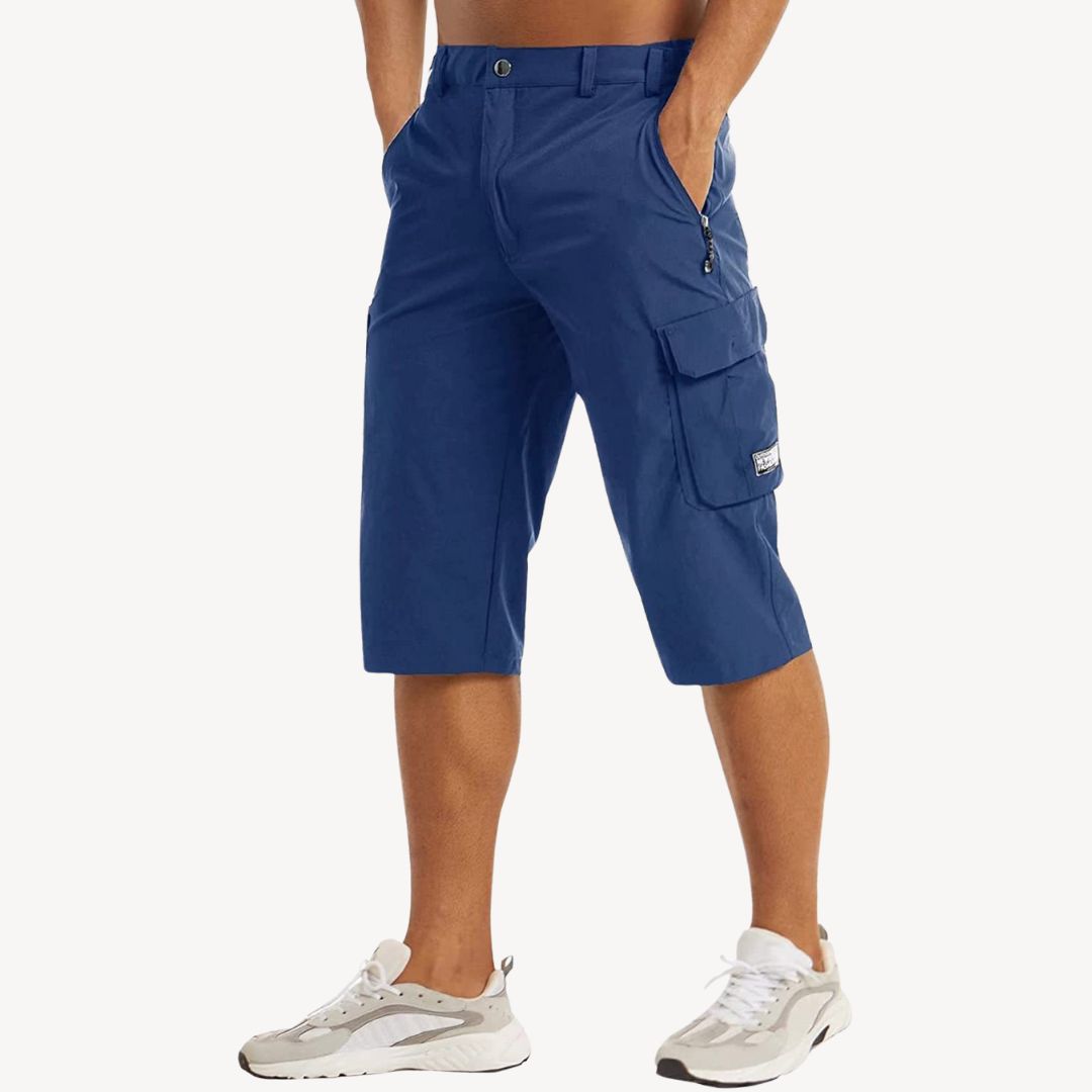 Men's Cargo Capri Pants, durable 3/4 trousers, featuring multiple spacious pockets, relaxed fit, perfect for outdoor activiti