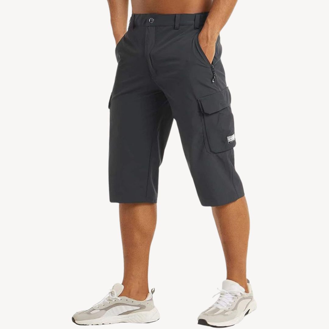 Men's Cargo Capri Pants, durable 3/4 trousers, featuring multiple spacious pockets, relaxed fit, perfect for outdoor activiti
