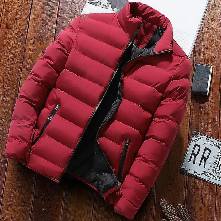 Men's casual quilted puffer jacket, lightweight insulated, autumn/winter coat in versatile colors with chic quilted design.