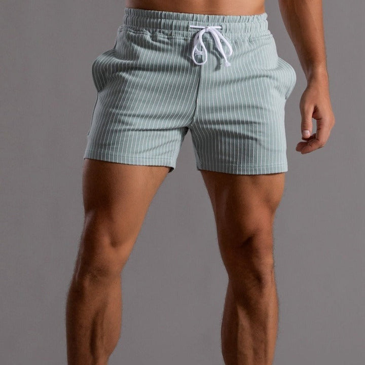 Men's casual striped shorts in blue, providing a comfortable and stylish choice for everyday wear.