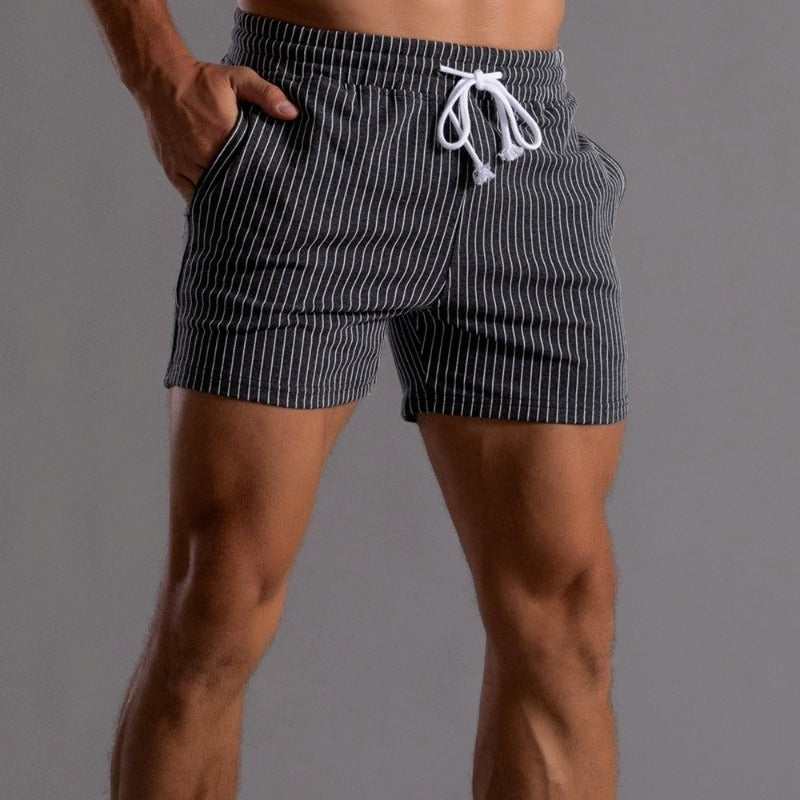 Men's casual striped shorts in grey, a neutral yet stylish option for a relaxed look.