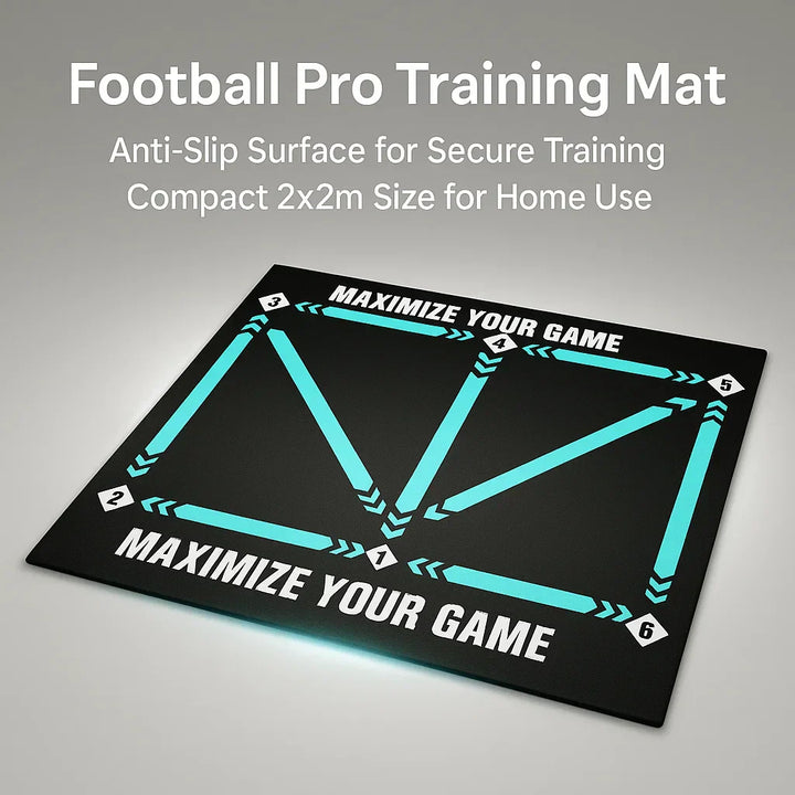 Men's football training mat, anti-slip, compact 90x60cm, with video program, ideal for home skill enhancement sessions.