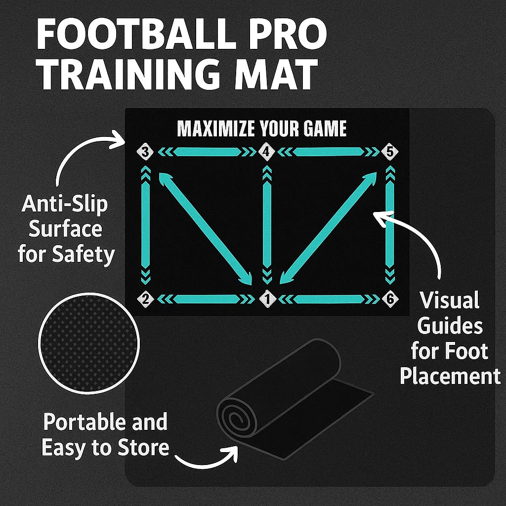Men's football training mat, anti-slip, compact 90x60cm, with video program, ideal for home skill enhancement sessions.