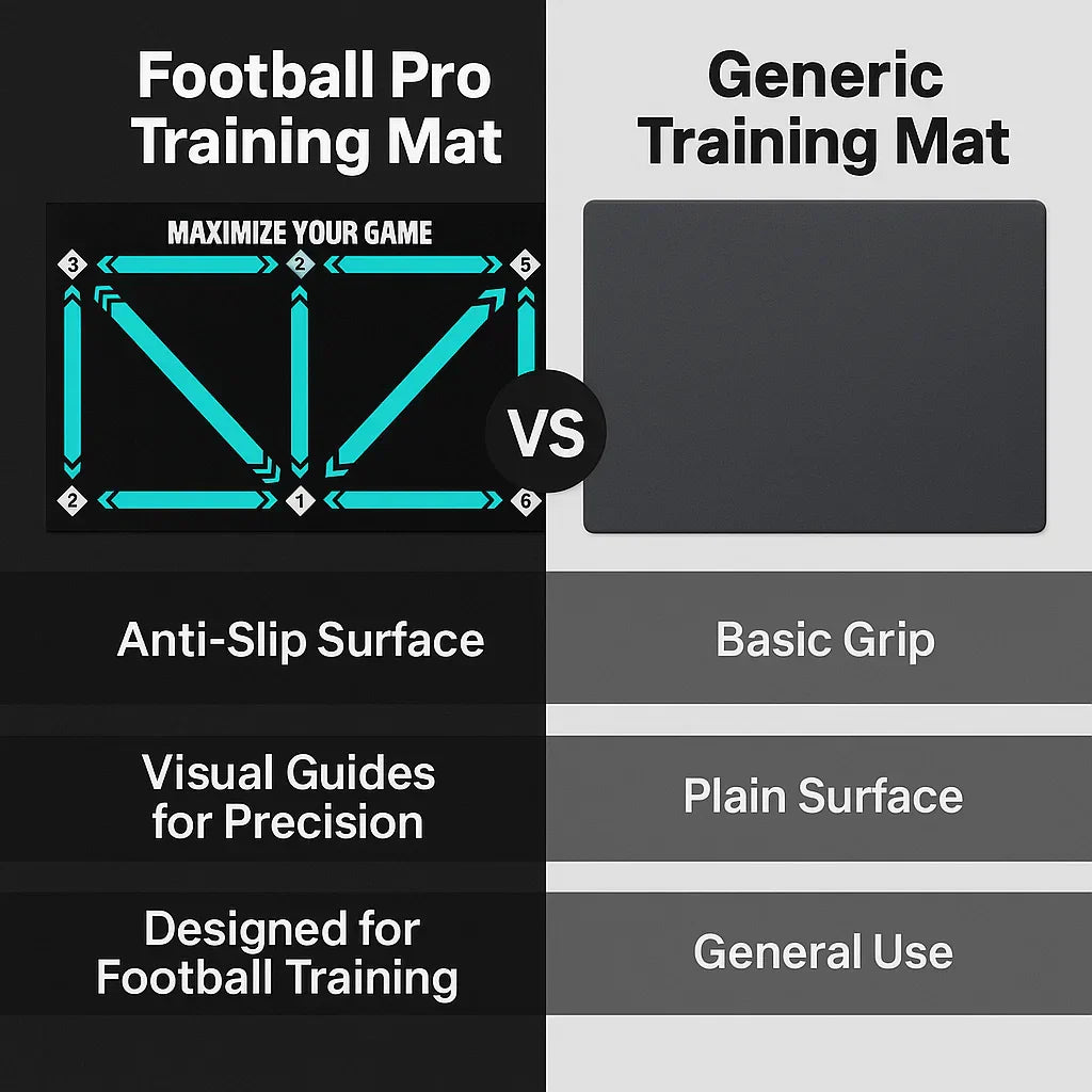 Men's football training mat, anti-slip, compact 90x60cm, with video program, ideal for home skill enhancement sessions.