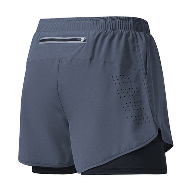 Men’s lightweight quick-drying running shorts with secure zip pockets, breathable fabric, ideal for jogging and gym workouts.
