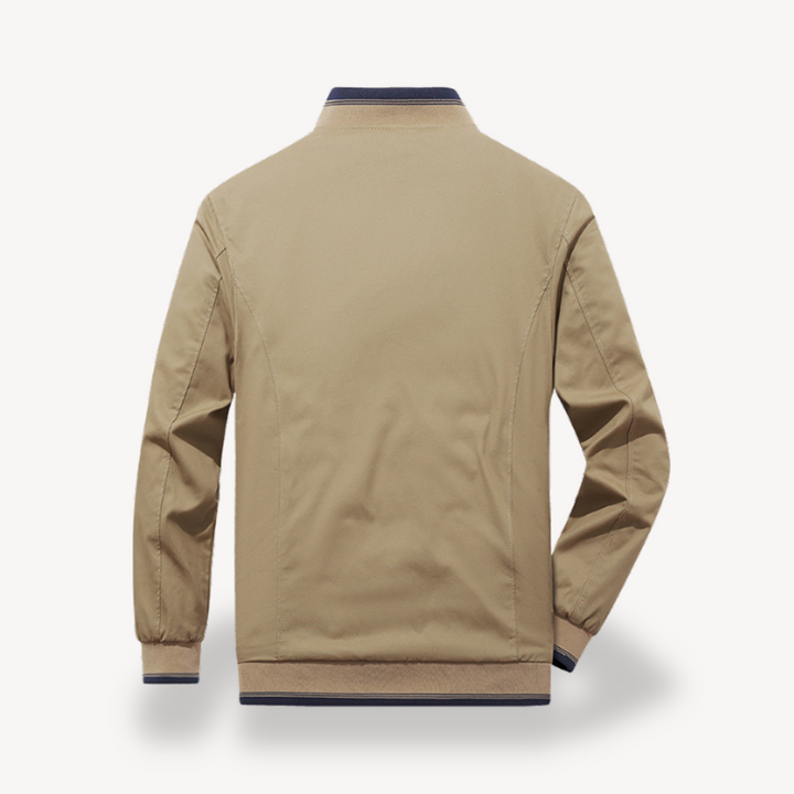 "Men's lightweight reversible bomber jacket, slim fit, available in multiple colors, showcasing ribbed cuffs and zip closure.