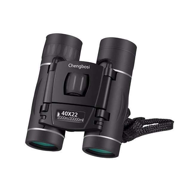"Men's military-grade HD binoculars, 40x22 magnification, compact design, long-range view, black with anti-slip grip"