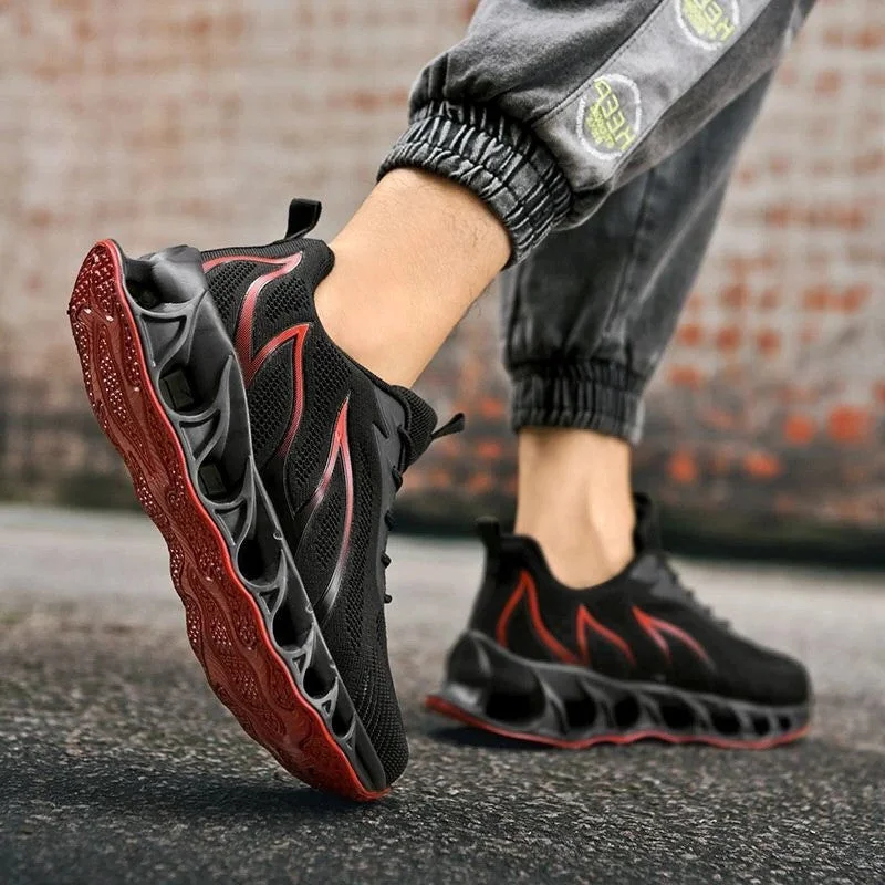 Men's orthopedic walking and running shoes with arch support, featuring a wide round toe and slip-resistant outsole.