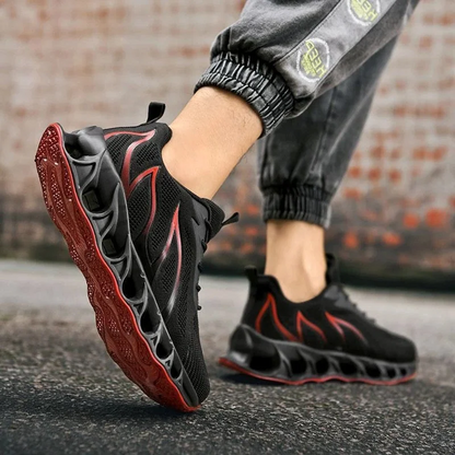 Men's orthopedic walking and running shoes with arch support, featuring a wide round toe and slip-resistant outsole.