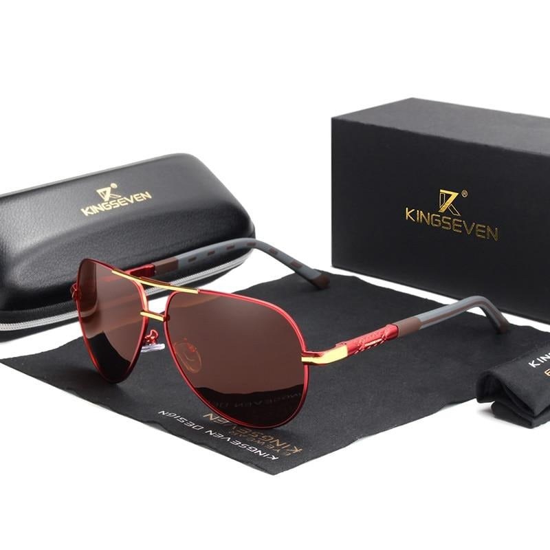 Men's polarized sunglasses with aluminum frame, vintage style, UV400 protection, ideal for stylish, glare-free vision.