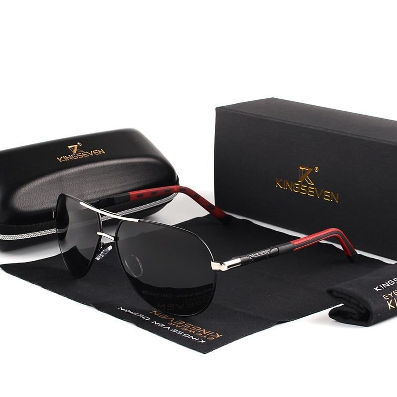 Men's polarized sunglasses with aluminum frame, vintage style, UV400 protection, ideal for stylish, glare-free vision.