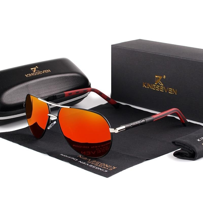 Men's polarized sunglasses with aluminum frame, vintage style, UV400 protection, ideal for stylish, glare-free vision.