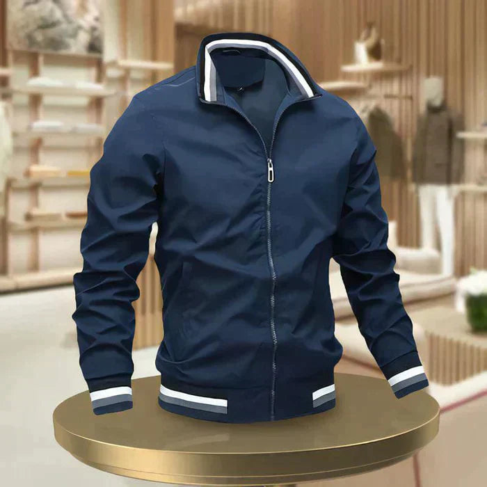 Men's polyester casual bomber jacket, iconic bomber design, all-season wear, perfect for urban style and outdoor versatility.