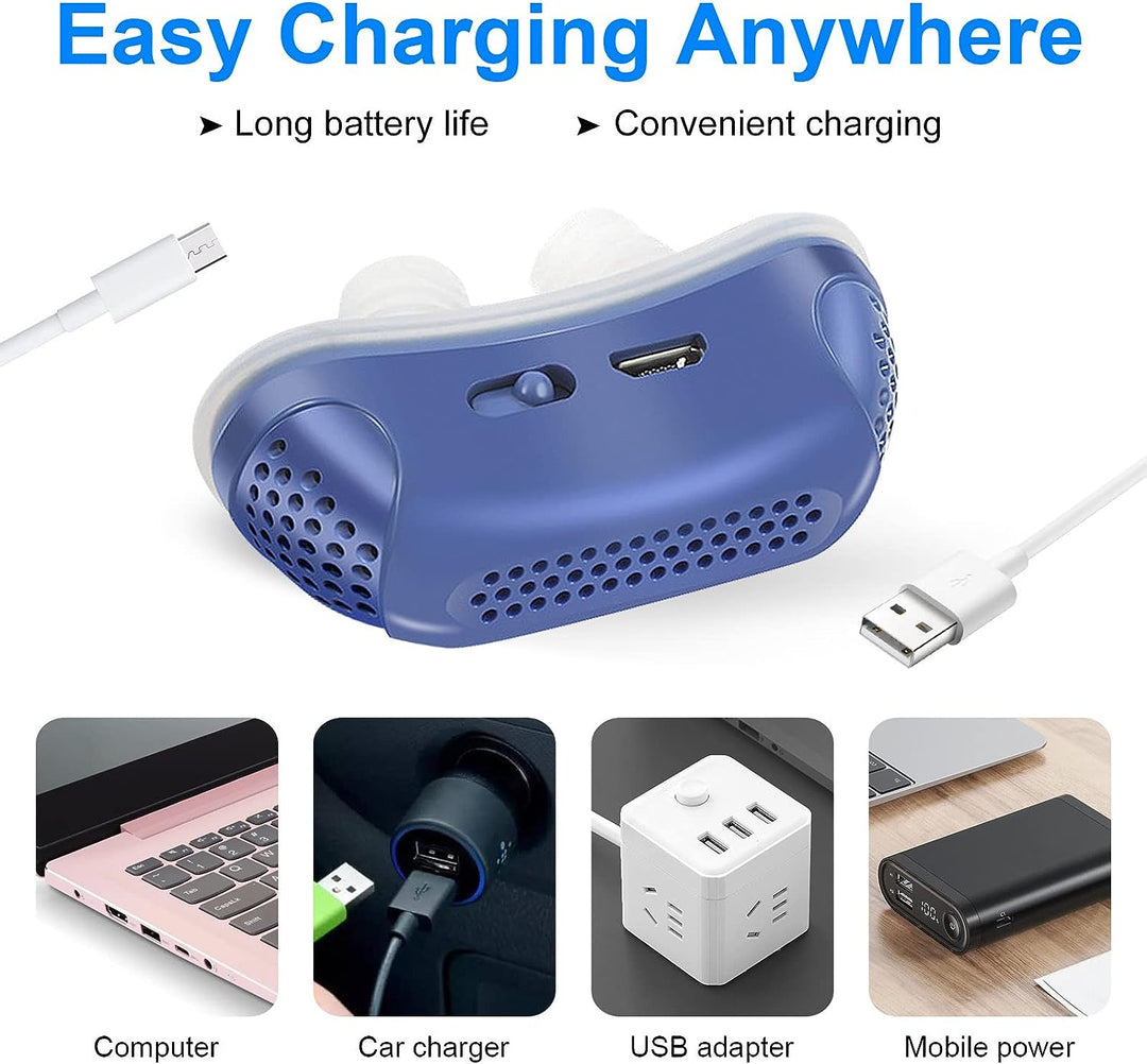 Innovative micro CPAP sleep apnea device. Portable anti-snoring aid improves breathing, ensuring a better night's rest.