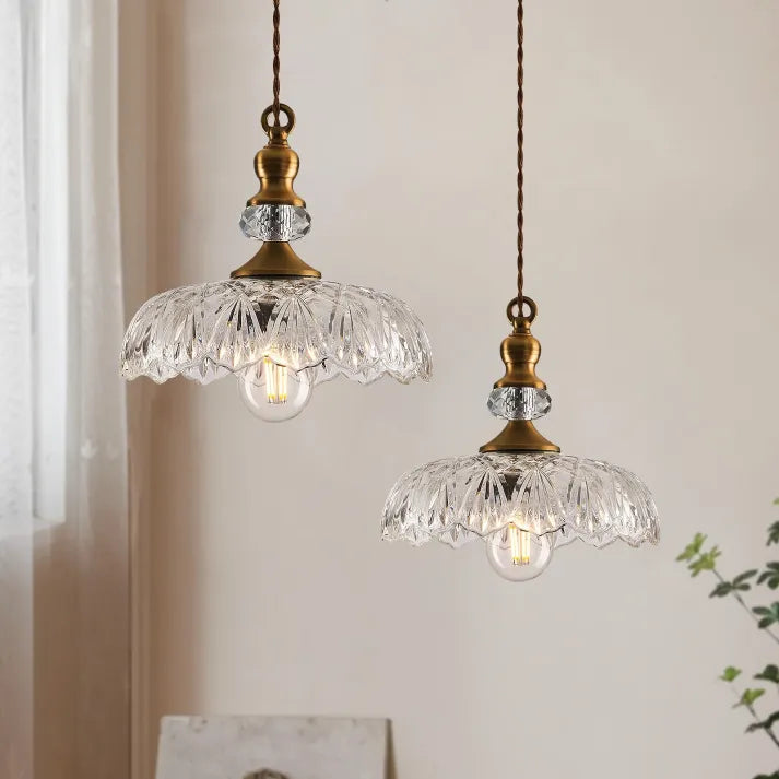 "Mid-century glass pendant light with sleek design, ideal for kitchen island, featuring iron and acrylic materials."