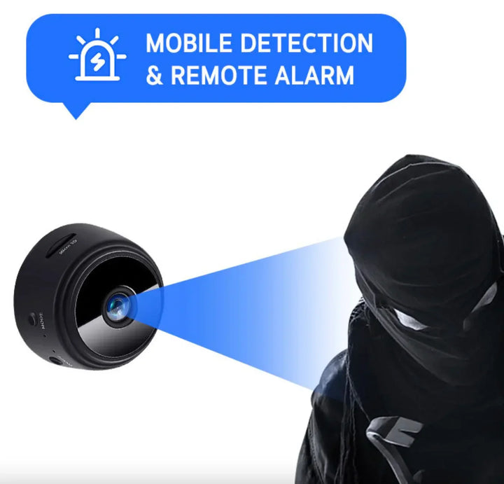 "Mini Camera 1080P HD Night Vision Wireless, compact black design, perfect for discreet home security with Wi-Fi connectivity