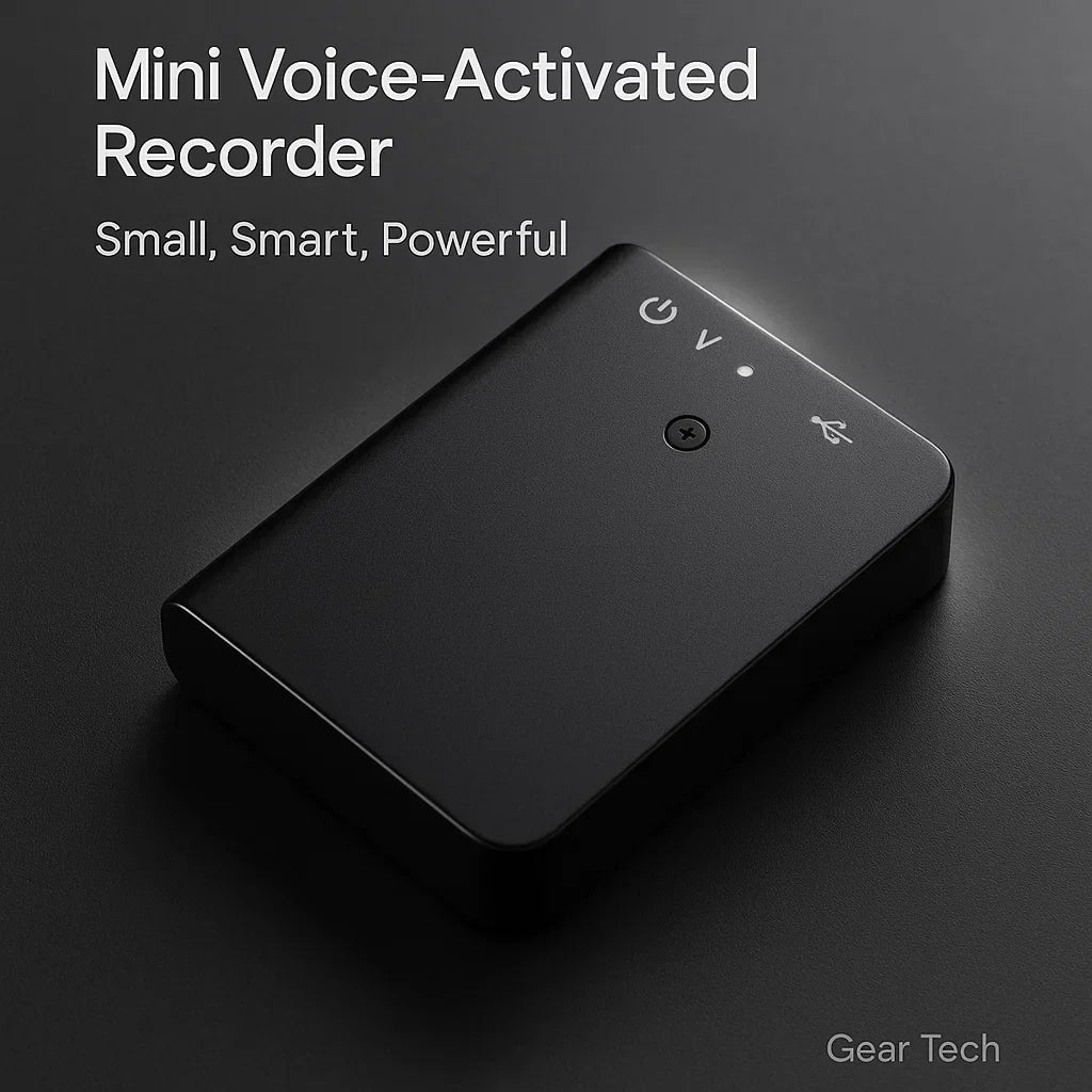 "Miniature voice recorder for stealth audio, compact design, high-fidelity recording, voice activation, pocket-sized."