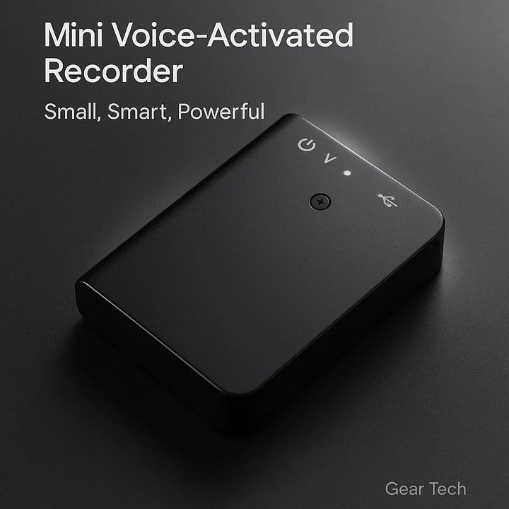 "Miniature voice recorder for stealth audio, compact design, high-fidelity recording, voice activation, pocket-sized."