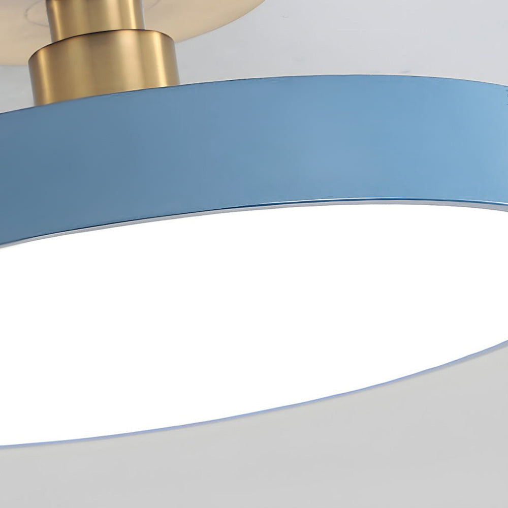 "Minimalist LED ceiling light, semi-flush design, brightens spaces with elegant style and energy-efficient glow."