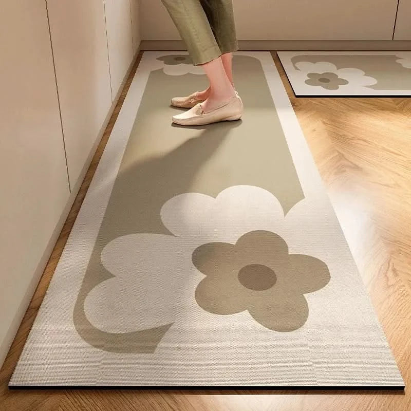 Anti-fatigue kitchen mat in a minimalist design, providing non-slip safety & comfort for standing tasks.