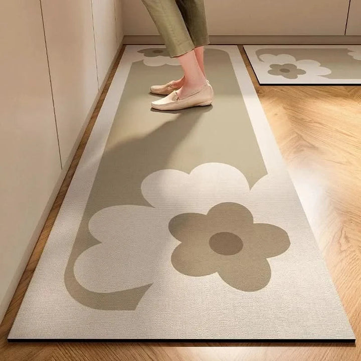 Anti-fatigue kitchen mat in a minimalist design, providing non-slip safety & comfort for standing tasks.