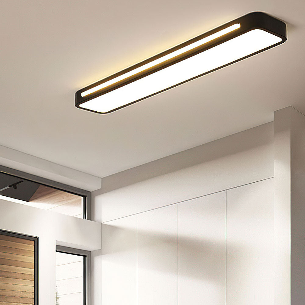 "Minimalist Nordic long LED ceiling light with sleek black finish and modern design for elegant interior lighting"