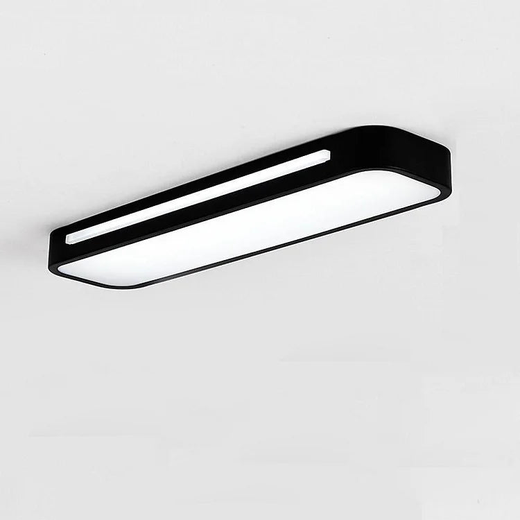"Minimalist Nordic long LED ceiling light with sleek black finish and modern design for elegant interior lighting"
