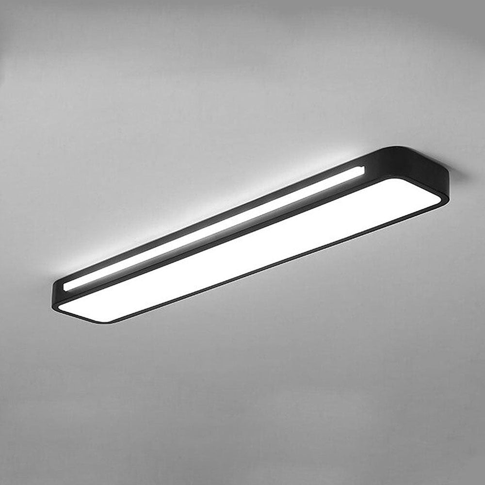 "Minimalist Nordic long LED ceiling light with sleek black finish and modern design for elegant interior lighting"
