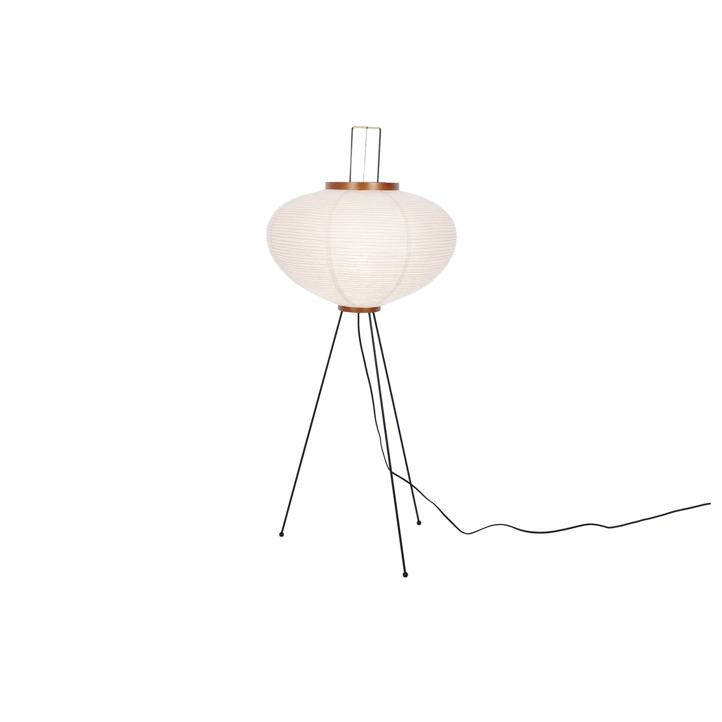 "Minimalist rice paper floor lamp with sleek metal frame and soft diffused light, perfect for creating a warm ambiance."