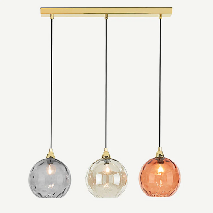 Designer 3-light pendant light, showcasing modern cascade design.