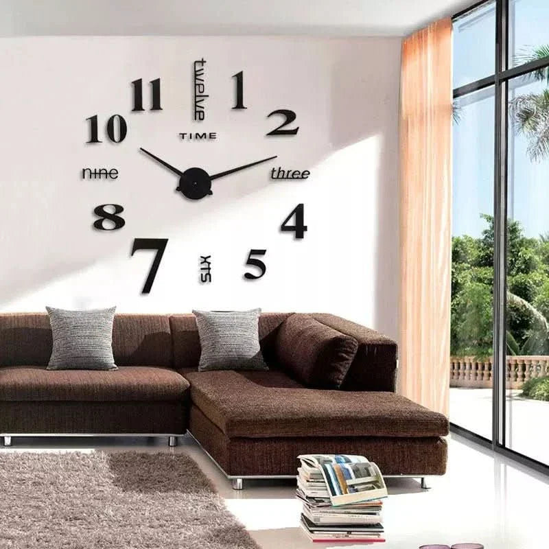 Decorative contemporary wall clock, a big 3D timepiece enhancing any home, office, or living room decor.