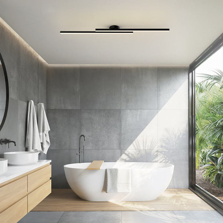 "Modern aluminium semi flush mount LED ceiling light with sleek design, energy-efficient illumination, and multiple finishes.