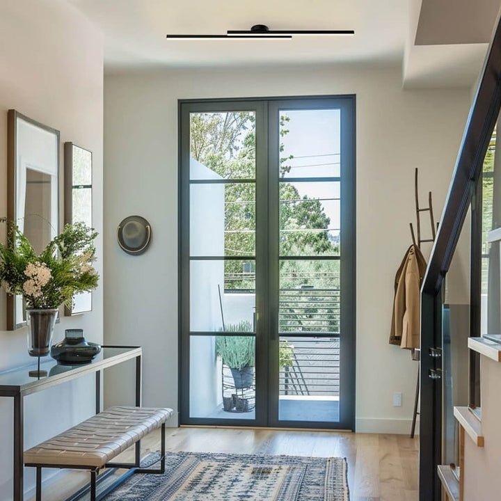 "Modern aluminium semi flush mount LED ceiling light with sleek design, energy-efficient illumination, and multiple finishes.