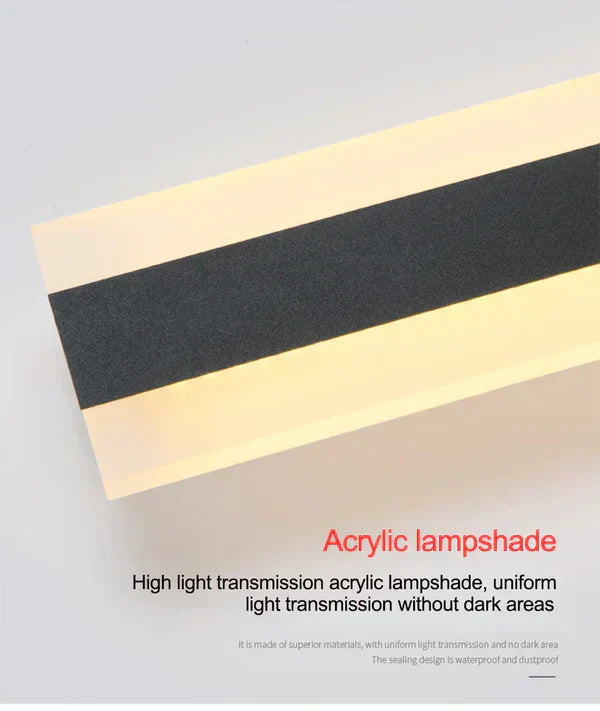 Contemporary LED outdoor wall lamp, black finish. Weather-resistant exterior lighting adds a modern architectural touch to any home.