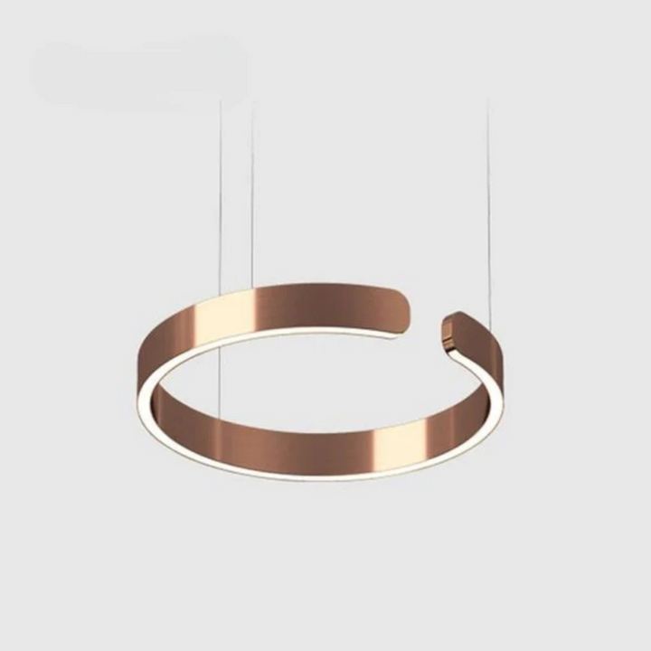 Elegant HaloRing LED pendant light, a modern circular ceiling fixture for stylish dining room ambiance.