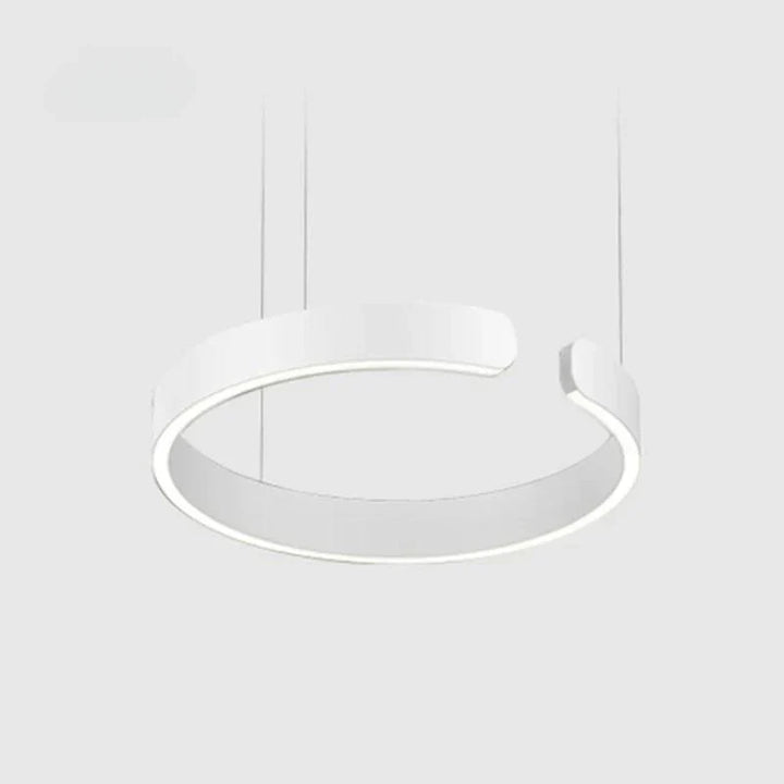 "Modern circular LED pendant light in minimal design, black finish, ideal for elegant home interiors and efficient lighting."