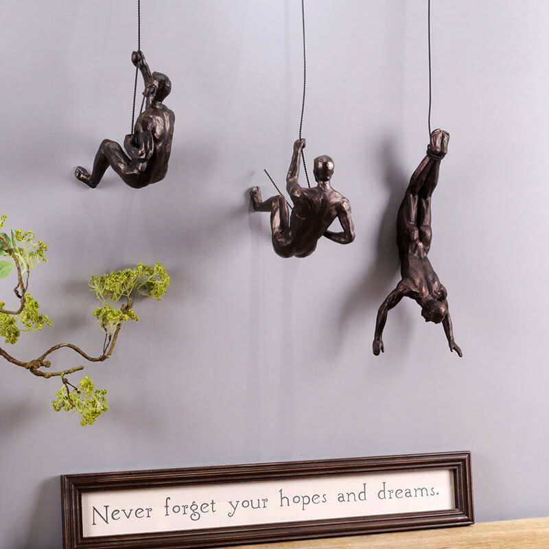 Minimalist climber wall art. Inspirational modern sculpture, perfect for home, office, or gym decor.